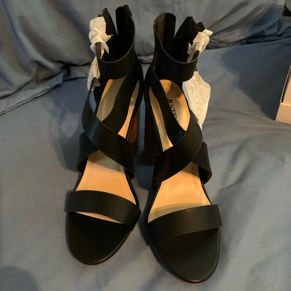 JustFab Black Strappy Block Heel Sandals